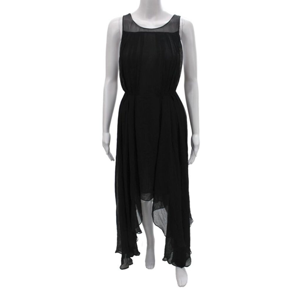 Theyskens Theory Women Silk Maxi Dress Sleeveless Black Size 6